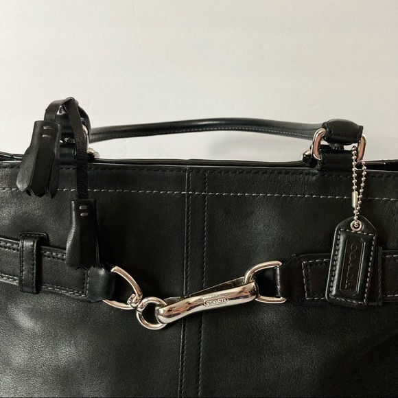 COACH Hamptons Satchel F08A71 Black Leather Bag - Picture 10 of 16